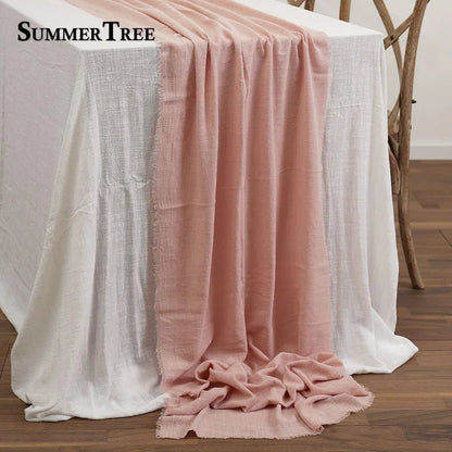 Chemin de Table en Gaze de Coton — Texturé, Léger & Bohème pour Mariage et Table Festive - Mafrenesiedecoration