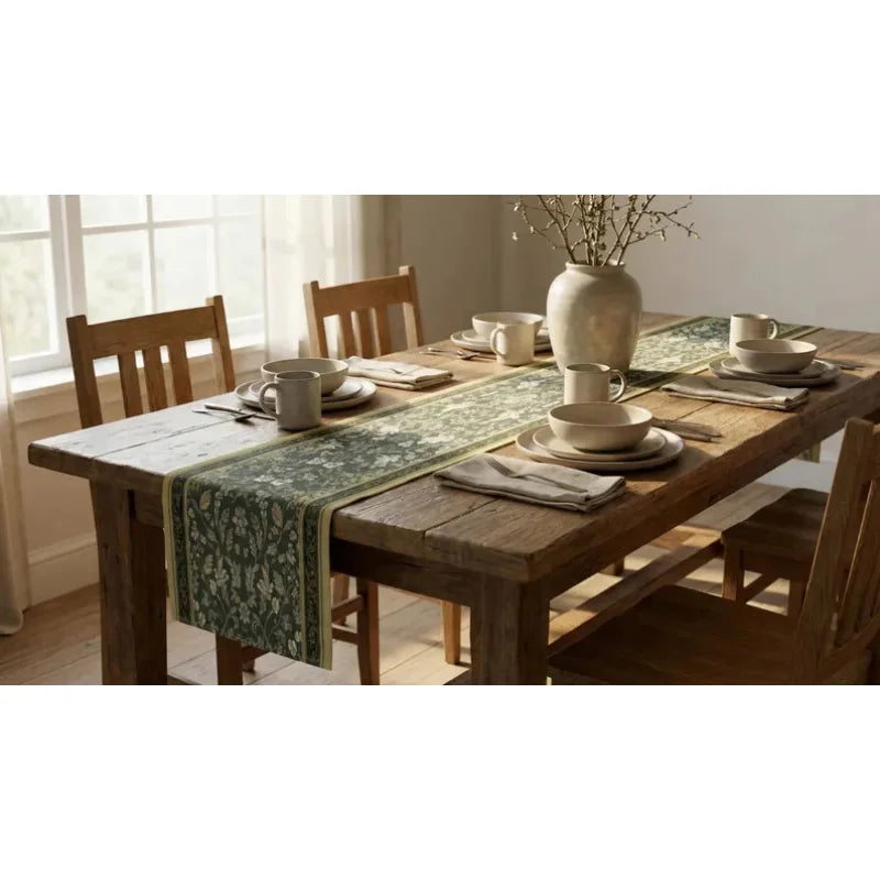 Chemin de table floral Mafrenesiedecoration avec imprimé champêtre et romantique, décoratif pour table élégante.