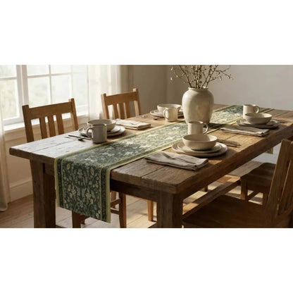 Chemin de table floral Mafrenesiedecoration avec imprimé champêtre et romantique, décoratif pour table élégante.