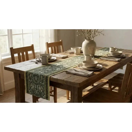 Chemin de table floral Mafrenesiedecoration avec imprimé champêtre et romantique, décoratif pour table élégante.