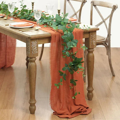 Chemin de table terracotta 62cm gaze coton décoration réception