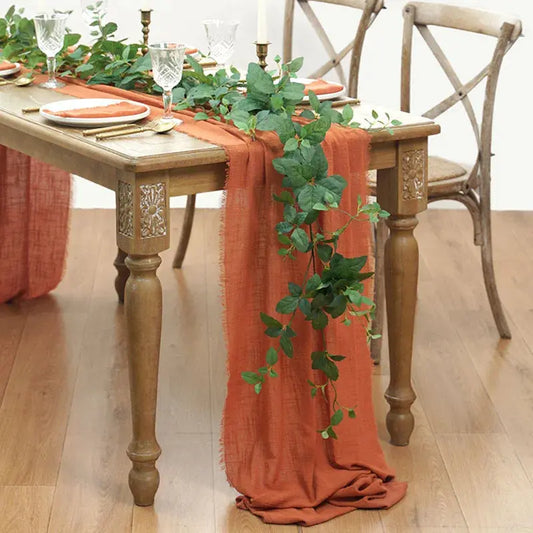 Chemin de table terracotta 62cm gaze coton décoration réception