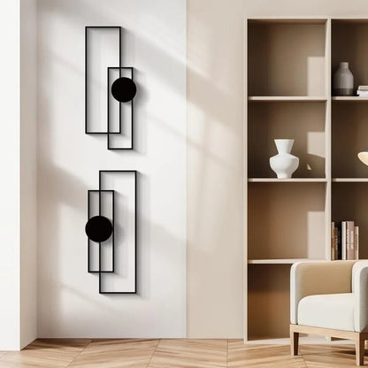 Decoration Murale Métal Noir Géométrique 4 Pièces Modernes - Mafrenesiedecoration