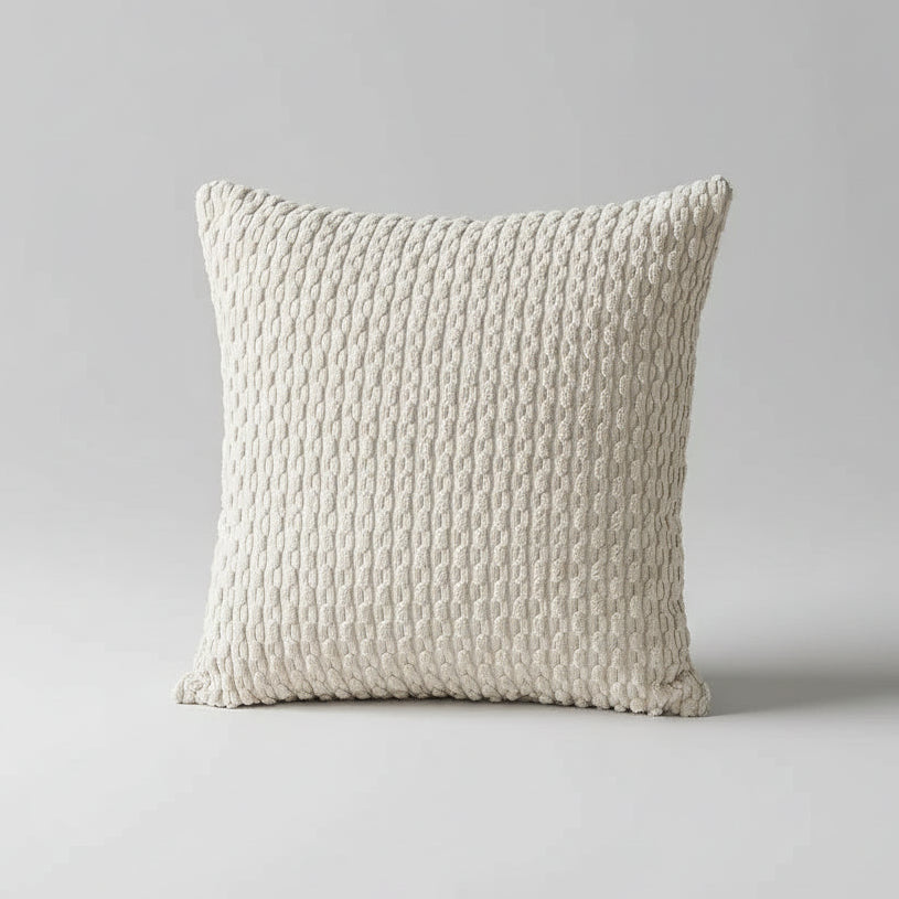 Coussin decoratif canape blanc 45cm style boho rayures - decoration salon moderne
