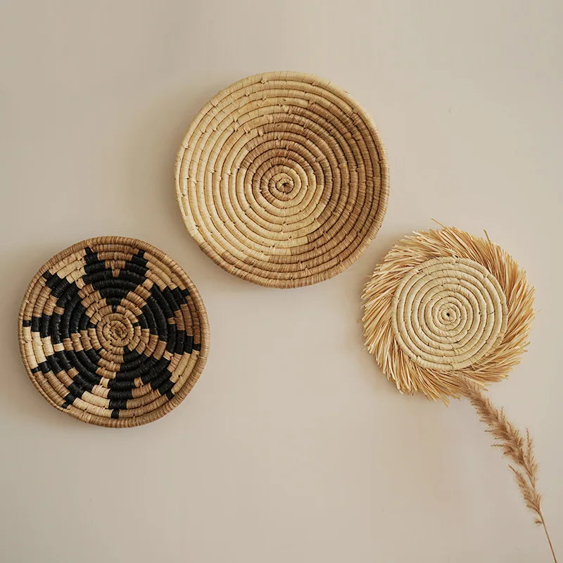 Assiette murale tressée en herbe marine — 5 modèles bohèmes