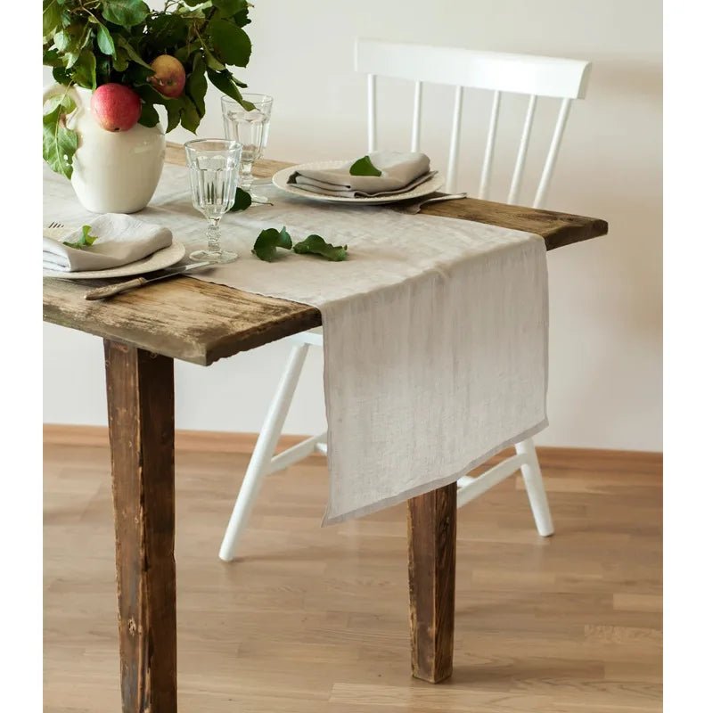 Chemin de table lin lavé caramel chaud 40x140cm petite table