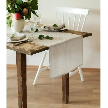 Chemin de table lin lavé caramel chaud 40x140cm petite table