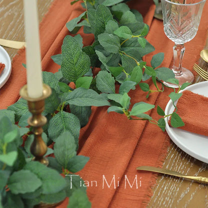 Chemin de table terracotta coton ambiance automnale chaleureuse