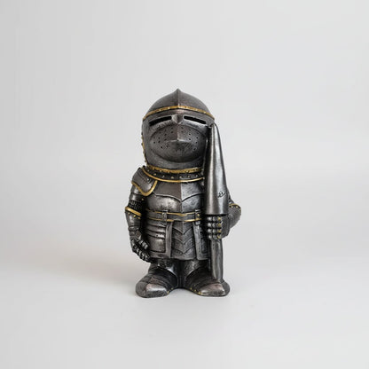 Statue de jardin insolite en résine, nain chevalier médiéval de 15 cm, style humoristique, décor de jardin fantaisie.