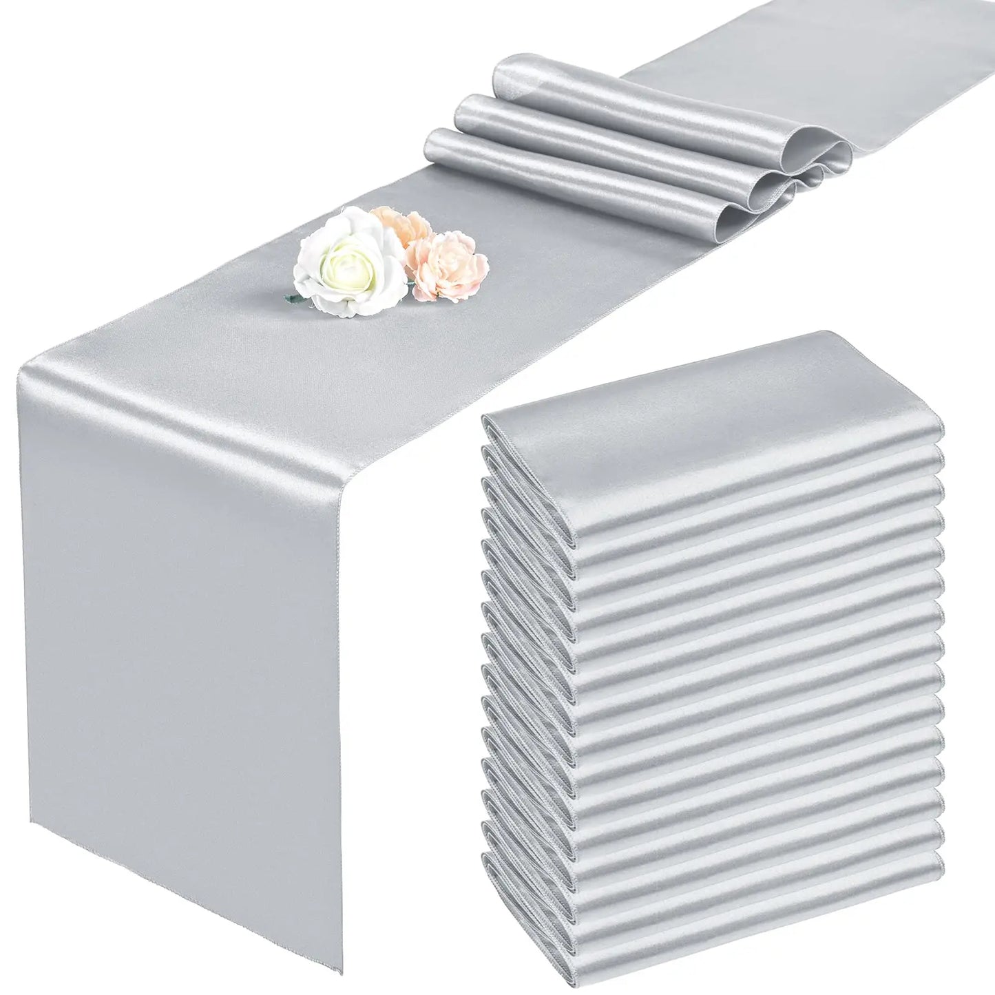 Chemin de table en satin doré de Mafrenesiedecoration, élégant pour mariage et fêtes, disponible en 20 couleurs.