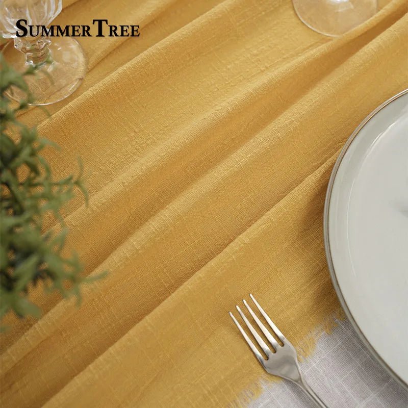 Chemin de table gaze coton vert sauge doux 40x300cm fête