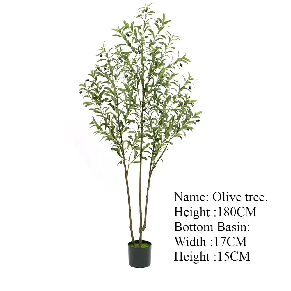 Plante artificielle extérieure-Olive aux branches élancées et feuilles vertes, présentée dans un pot noir (hauteur : 180 cm, largeur du pot : 17 cm, hauteur : 15 cm)—parfaite pour une touche de jardin méditerranéen.