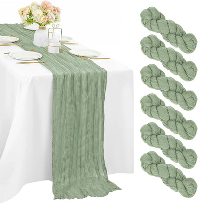 Chemin de table Gaze de coton Mafrenesiedecoration, grande taille 90cm, style bohème pour mariage ou décoration élégante.