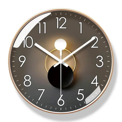 Horloge murale design luxe modèle C cadran gris foncé pendule noir cadre rosé bureau silencieux
