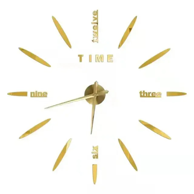 Horloge murale moderne 2023 en acrylique miroir avec design 3D, grand format, décoration intérieure élégante pour salon.