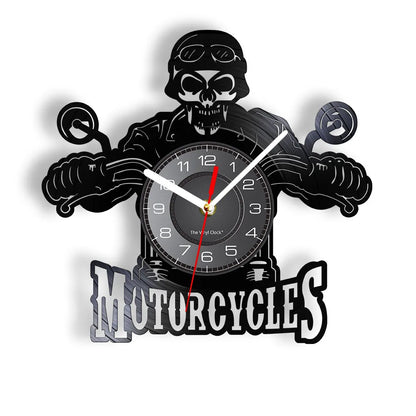 Horloge Moto Murale Vinyle Recycle Retro | Quartz Silencieux LED - Mafrenesiedecoration