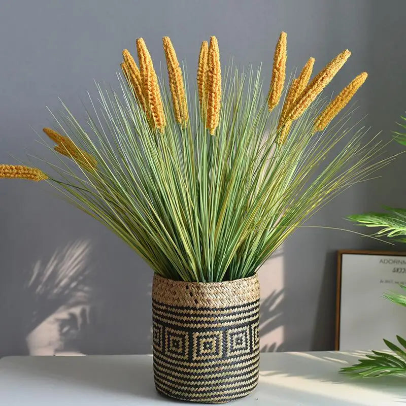 Cache pot original à motif noir avec herbes hautes et épis dorés