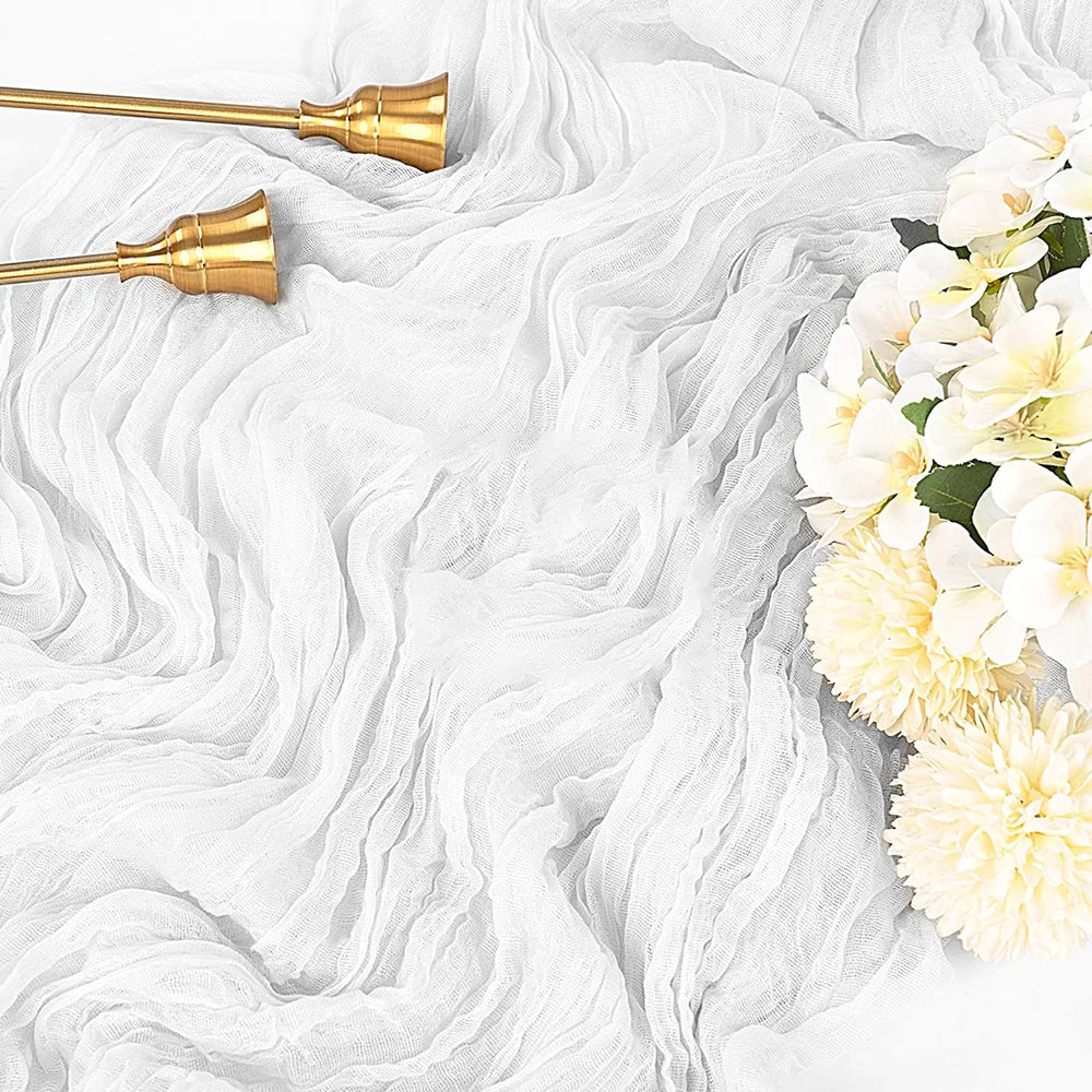 Chemin de table gaze de coton Mafrenesiedecoration, grand modèle 90cm, style bohème pour mariage ou décoration élégante.