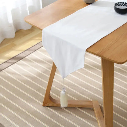 Chemin de table blanc gland style japonais coton double face table