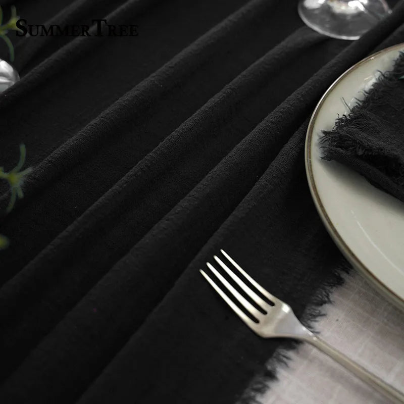 Chemin de Table en Gaze de Coton — Texturé, Léger & Bohème pour Mariage et Table Festive - Mafrenesiedecoration