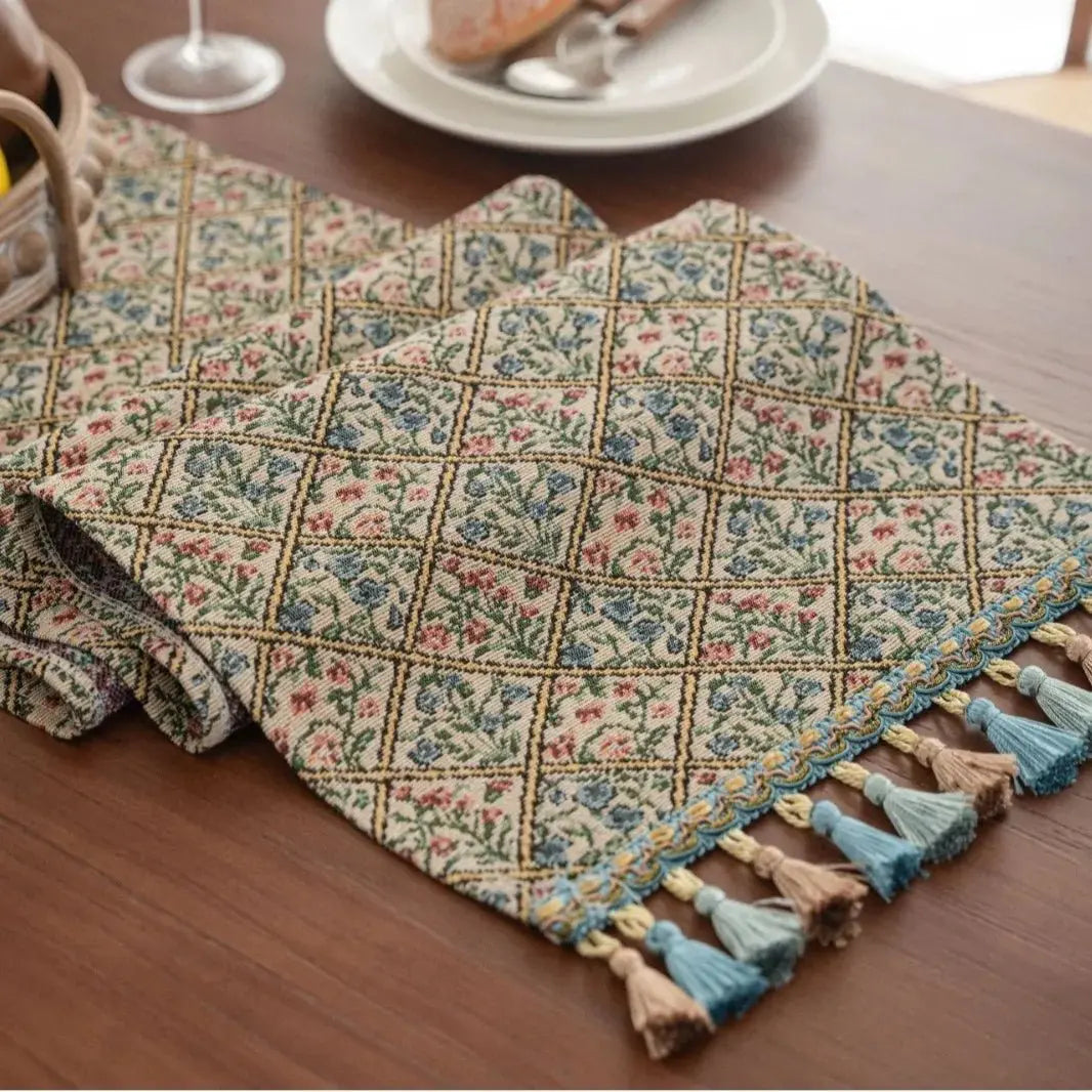 Chemin de table bohème franges 33x240cm grande tablée fête