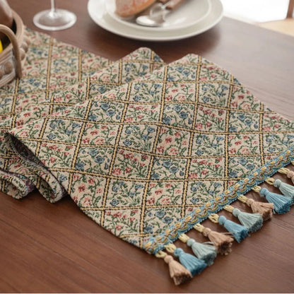 Chemin de table bohème franges 33x240cm grande tablée fête