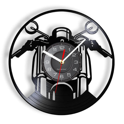 Horloge Moto Murale Vinyle Recycle Retro | Quartz Silencieux LED - Mafrenesiedecoration
