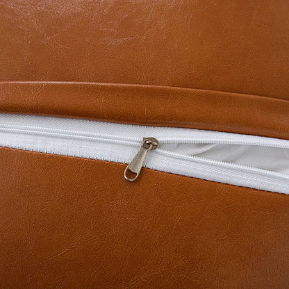 "Coussin marron cuir synthétique fermeture éclair discrète qualité"