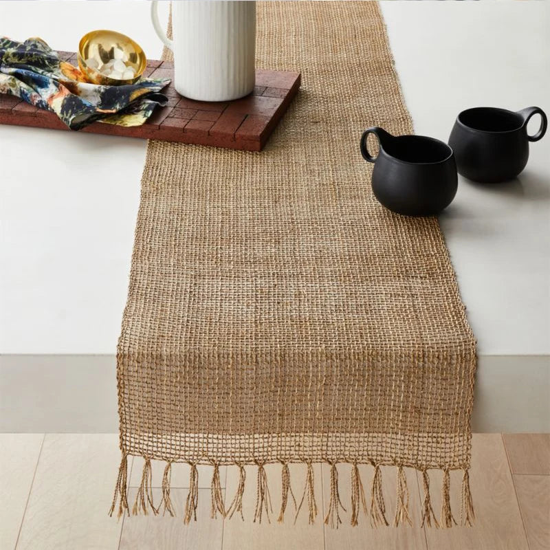 Chemin de table jute sans franges style naturel rustique chic