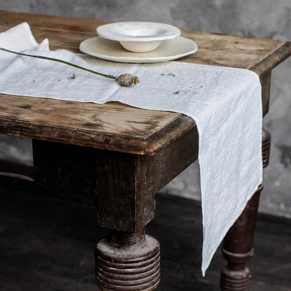 Chemin de table lin stone wash texture luxe maison de charme