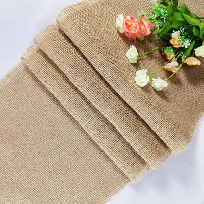 Chemin de table mariage jute gris naturel élégant sobre réception