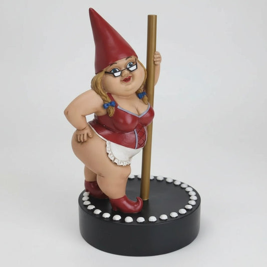 Statue de jardin féminine en résine de 15 cm, nain dansant et ludique, décor humoristique pour extérieur.
