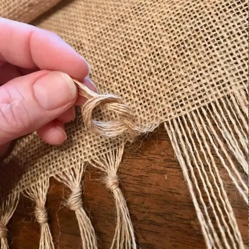 Chemin de table jute franges toutes saisons Noël automne mariage