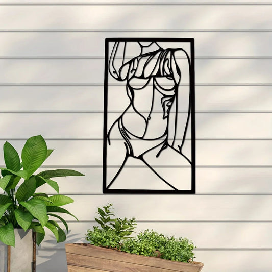  Sculpture murale métal abstraite femme, decors muraux métal, élégance moderne.