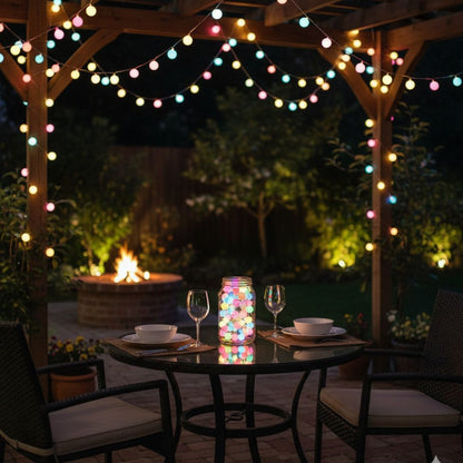 Ambiance féerique en soirée avec une Guirlande Lumineuse multicolore.