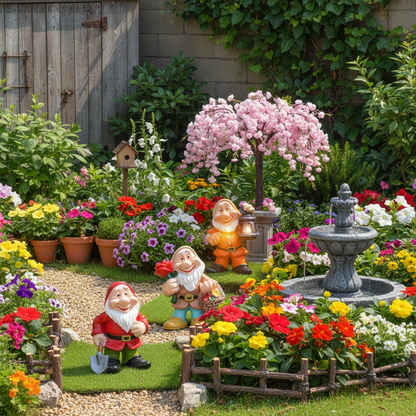 Vue ensemble jardin nain de jardin rigolo 4 points focaux