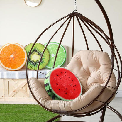 Coussin Rond Décoratif Fruits 37cm - Peluche Microfibre - Mafrenesiedecoration