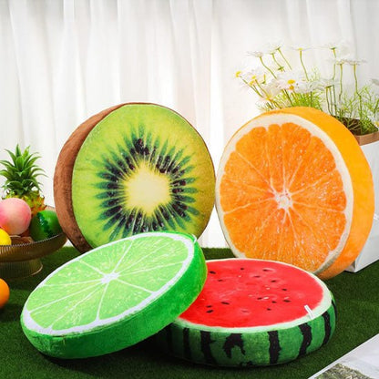 Coussin Rond Décoratif Fruits 37cm - Peluche Microfibre - Mafrenesiedecoration