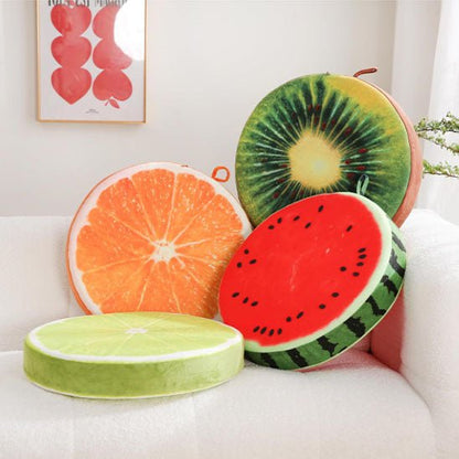 Coussin Rond Décoratif Fruits 37cm - Peluche Microfibre - Mafrenesiedecoration