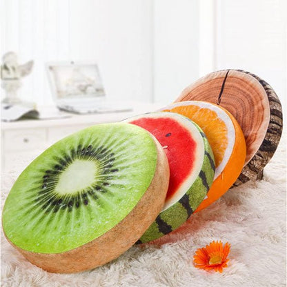 Coussin Rond Décoratif Fruits 37cm - Peluche Microfibre - Mafrenesiedecoration