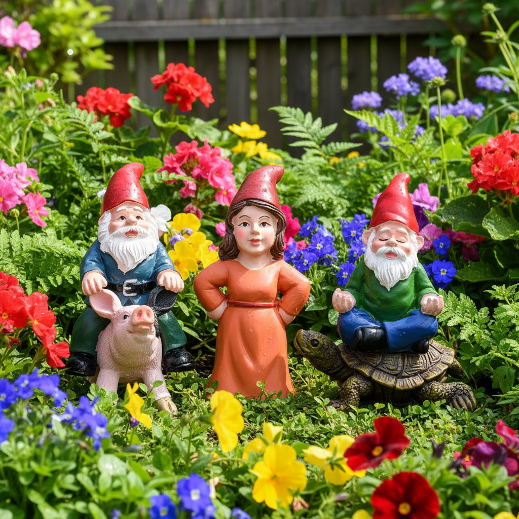Collection trois nains jardin variantes exactes jardin fleuri