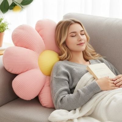 Coussin fleur avec housse amovible facile à entretenir