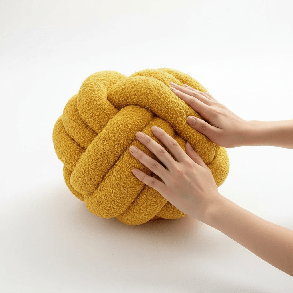 Texture ultra-douce coussin décoratif design noué peluche premium 22cm
