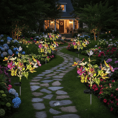 Décoration jardin polyvalente allée pelouse massifs éclairage flexible adaptable