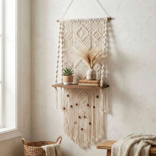 Décoration macramé créant atmosphère chaleureuse accueillante art mural textile bohème