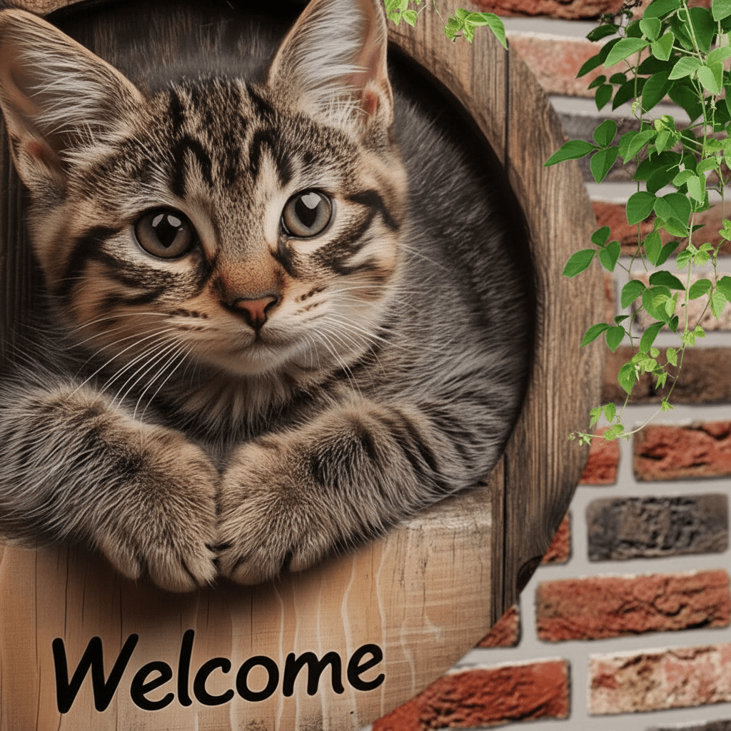 Détail décoration murale en bois montrant grain naturel et relief 3D chat sculpté