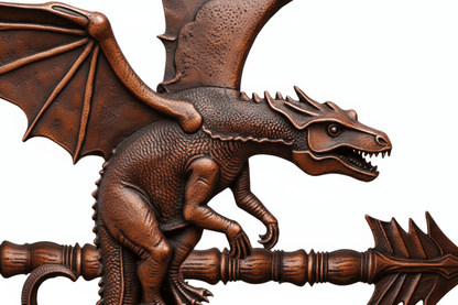 Détail girouette original dragon métal ailes déployées avec système rotation roulements à billes