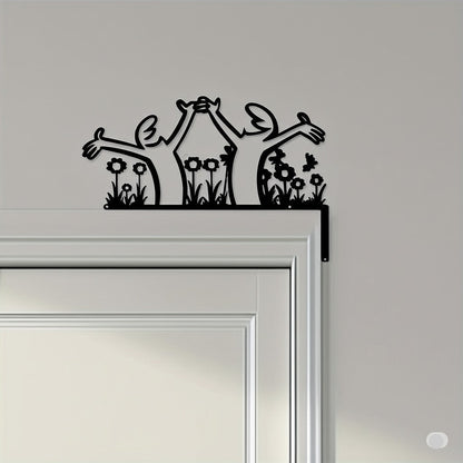 Un homme noir joyeux au milieu des fleurs, décoration murale chambre enfant.
