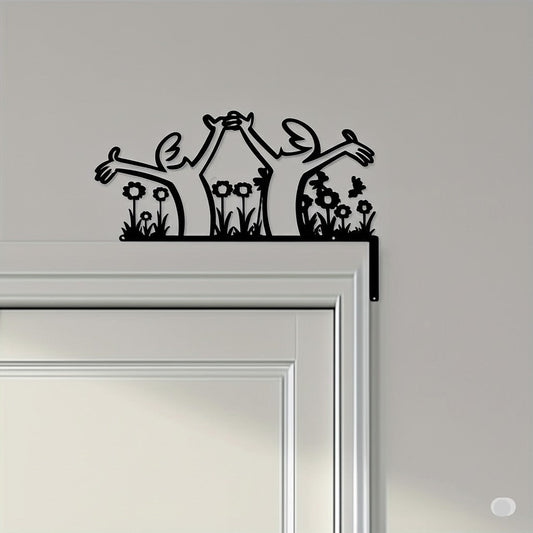 Un homme noir joyeux au milieu des fleurs, décoration murale chambre enfant.