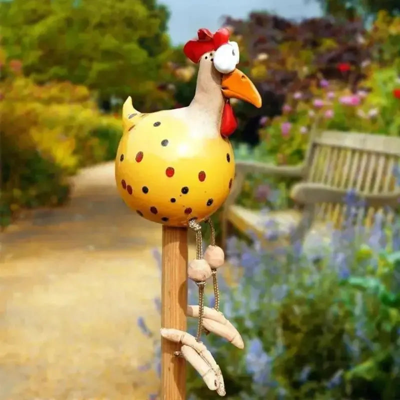  décoration pour extérieur poules résine colorées jardin familial moment joie partage ambiance chaleureuse